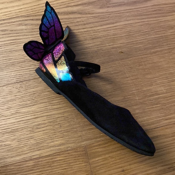 Sophia Webster Girls Mini Chiara Butterfly Wings Black Velvet Flats Shoes 1 32 - Picture 5 of 7